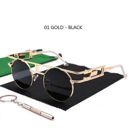 New Gold Retro Round Lens Sunglasses
