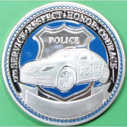Police Officer Prayer. Challenge Coin. 1.50" Silver Tone. 78b.