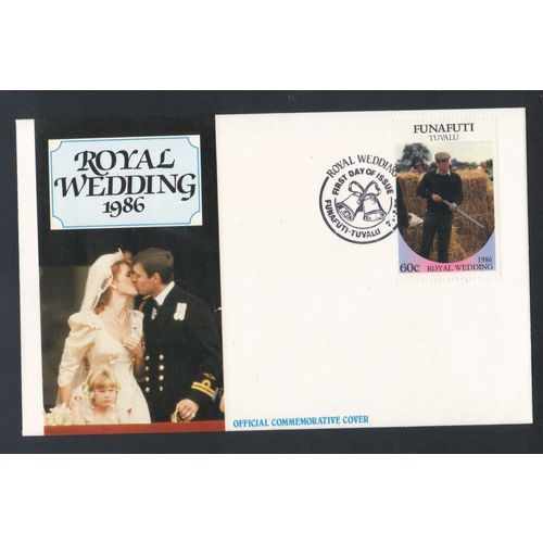 FUNAFUTI-TUVALU 1986 ROYAL WEDDING 60c ANDREW SHOOTING ON FIRST DAY COVER FDC