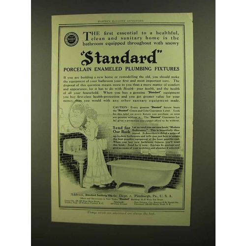 1908 Standard Porcelain Enameled Plumbing fixtures Ad