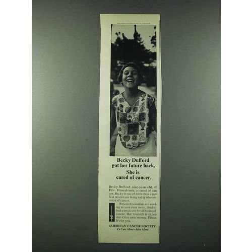 1963 American Cancer Society Ad - Becky Dufford Got Her Future Back