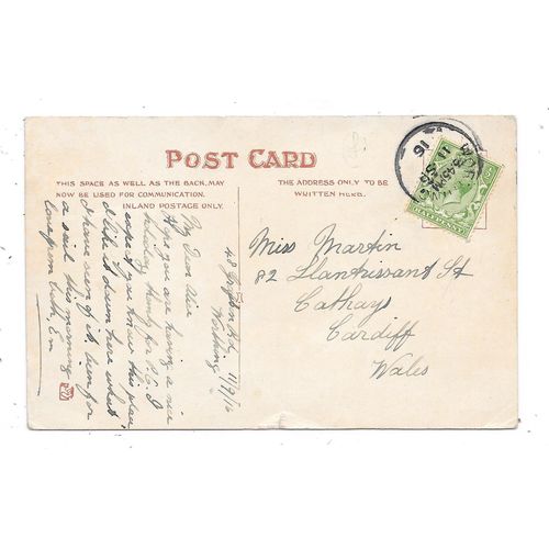 PRINTED POSTCARD OF THE BROADWAY WORTHING SUSSEX POSTED 1916 (3324)