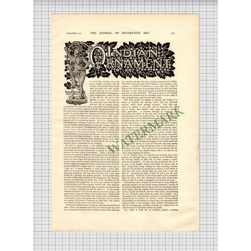 X253) Indian Decoration South Kensington Museum - 1894 Article