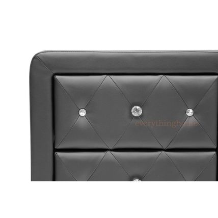Nightstand Faux Leather Crystal Tufted Foam Padded Upholst. White, Black Or Pink