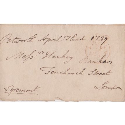 GB 1839 letter front to London Hankey Bank Fenchurch St