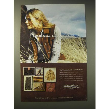 2003 Eddie Bauer Washable Seattle Suede Collection Ad - Wash. Wear. Live.