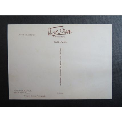 Warwick Castle, The Great Hall, Walter Scott Postcard