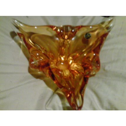 Beautiful yellow heavy glass decorative art piece