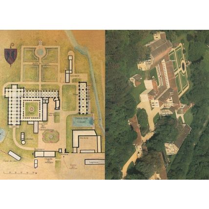 Abbaye de Fontenay 2x French Abbey Map Postcard s