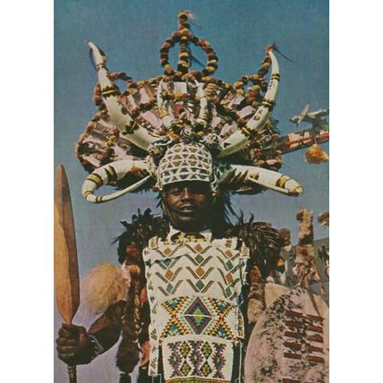 African Transkei Long Pipe Red Blanket Tribal Fashion South Africa Postcard