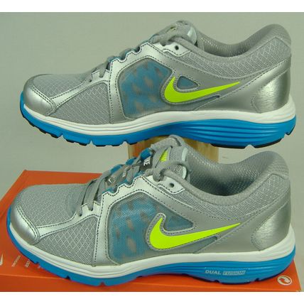 New Womens 6 NIKE Dual Fusion Run Gray Blue Running Shoes $80 525752-002