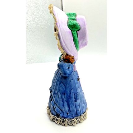 Vintage Coin Bank Girl Purple Bonnet Hand Painted Figurine includes stopper plug