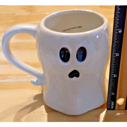 Halloween Ceramic "BOO" Ghost Figural Mug Spooky! 4.5" (SET OF 2) NEW!