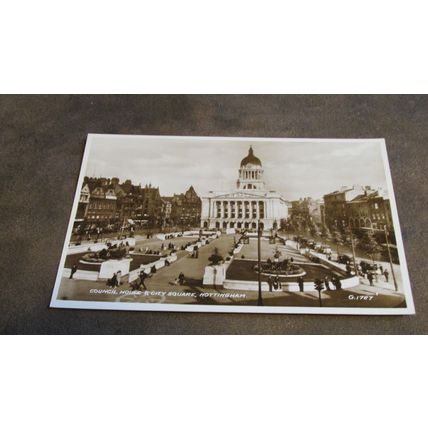 Valentines real photographic Postcard - Nottingham City Centre & Council House