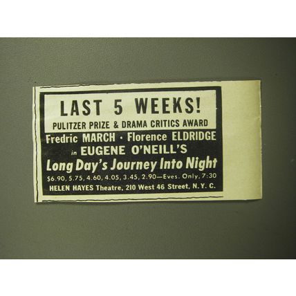 1958 Long Day's Journey Into Night Play Ad - Last 5 weeks