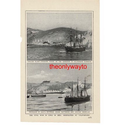 Chile, Valparaiso in Civil War 1851, Book Illustration (Print), 1909