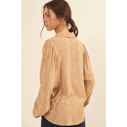 Collared Neckline Floral-print Shirt