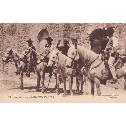 Gypsy Military Guardians at Saintes Maries Antique Rare French Postcard