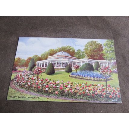 Valentines Postcard - Valley Gardens Harrogate, Yorkshire - Artist J Hutton A839