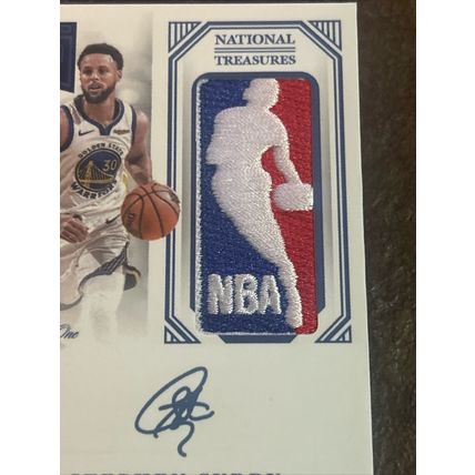 Stephen curry national treasures nba logo patch Rp auto 1/1