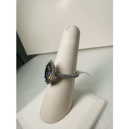 NWT Bomb Party Sz7 Revealed Ring Jewelry RBP Marquise Maroon Rainbow Rhodium Pl