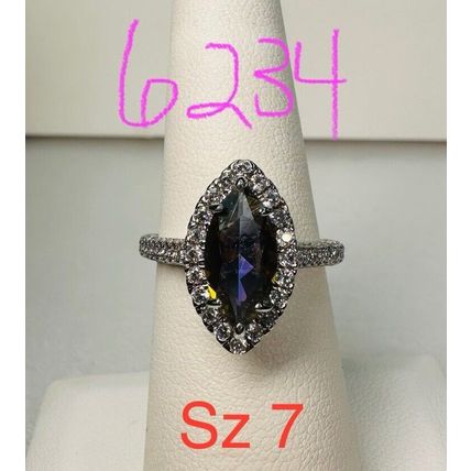 NWT Bomb Party Sz7 Revealed Ring Jewelry RBP Marquise Maroon Rainbow Rhodium Pl