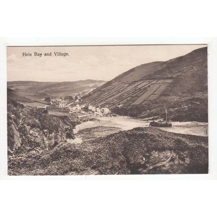 Hele Bay and Village near Ilfracombe Postcard Devon Chronicle Series
