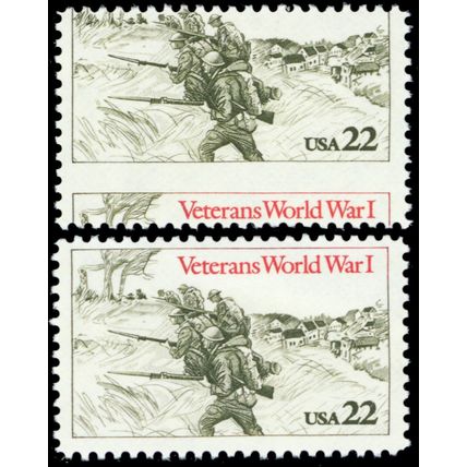 2154, Mint NH 22¢ Misperforation Error WWI With Normal - Stuart Katz