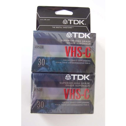 TDK 30 VHS-C Camcorder Superior High Grade 2 Pack Tape Sealed NEW Never Used Lot