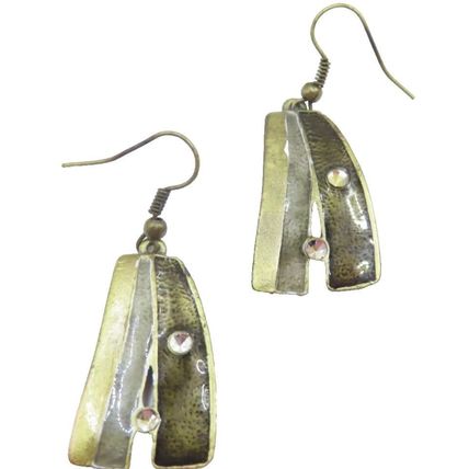 Trapezium Bronze Coloured Earrings Drop on Fishhook Earwires Ladies Jewellery