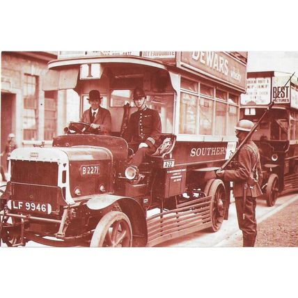 Postcard LGOC Southern Bus General Strike 1926 Soldier - Nostalgia