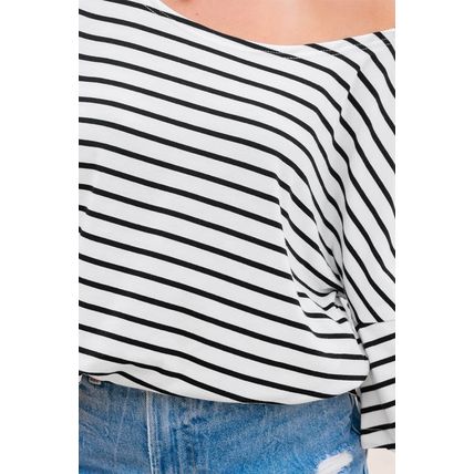 Black Stripe Half Sleeve Scoop Neck Loose Top