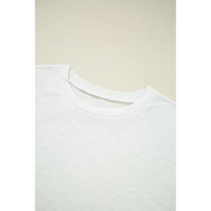 White Lace Patchwork Cap Sleeve Round Neck T Shirt