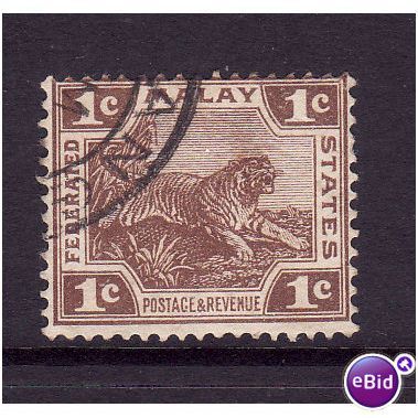 MALAYA 1919 SG 30 1c DEEP BROWN FINE USED