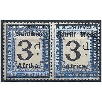 South West Africa 1927 D37 3d Black & Blue Postage Due Pair Mounted Mint...