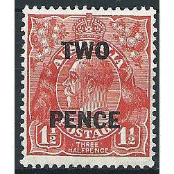 Australia 1930 SG119 2d on 1 1/2d Golden Scarlet Mounted Mint ... .