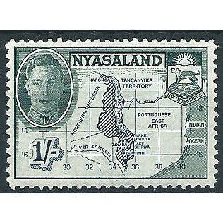 Nyasaland 1945 SG152 1/- Indigo & Deep Green Mounted Mint .....