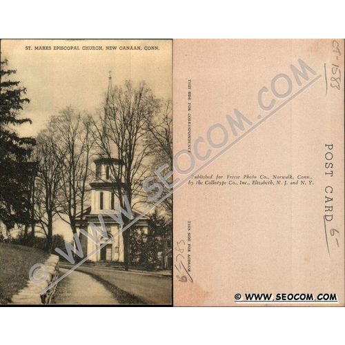CT New Canaan Postcard St Marks Episcopal Church ct_box4, getfrom3, ~1583