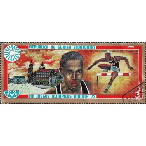 EQUITORIAL GUINEA, OLYMPICS, Lee Calhoun, orange 1972, 3 ptas