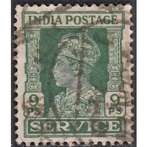 India, 1939-43 9p George VI official. SG O145 (Scott #O107), used