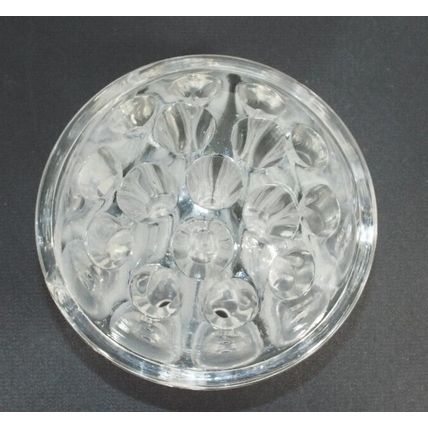 Vintage Large Clear Glass 16 Hole Rimmed Domed Footed Flower Frog