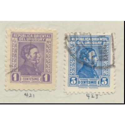Uruguay Stamps Scott #421 & 423, Used