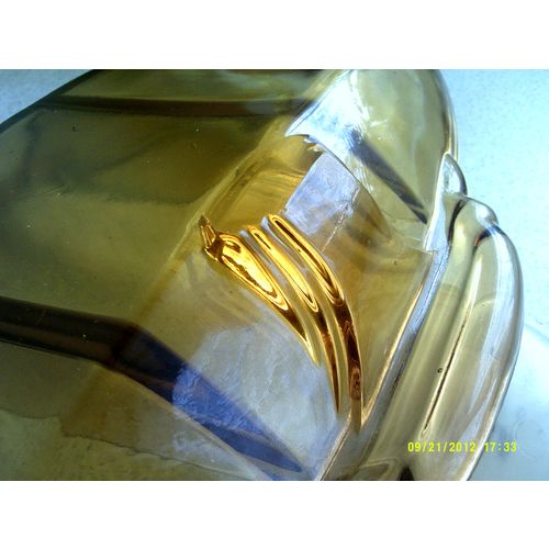 Bagley Art Deco Amber Glass Hors d'Oeuvres / Nibbles Bowl.