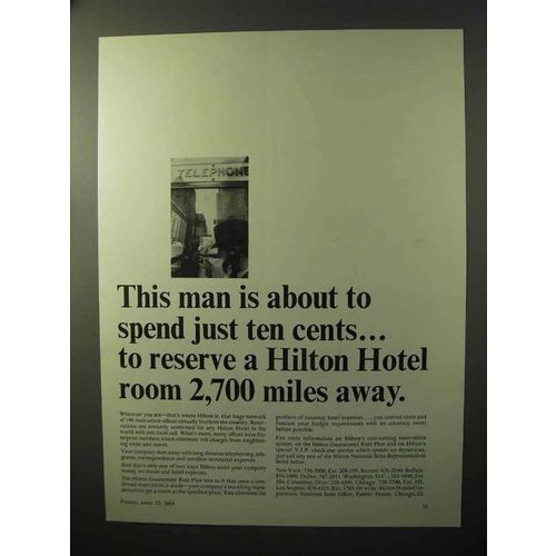 1964 Hilton Hotel Ad - Reserve Room 2,700 Miles Away
