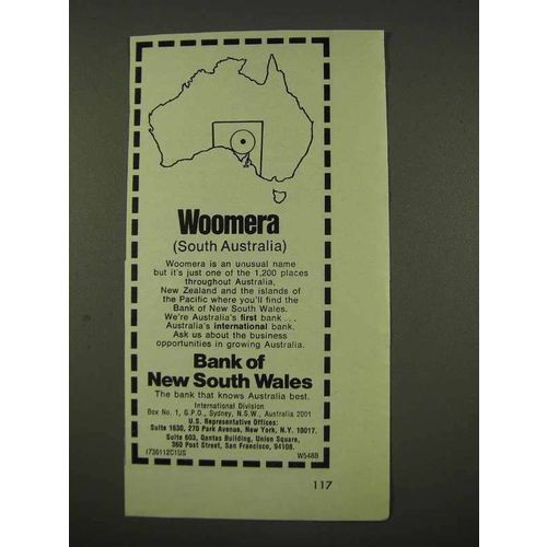 1973 Bank of New South Wales Ad - Woomera