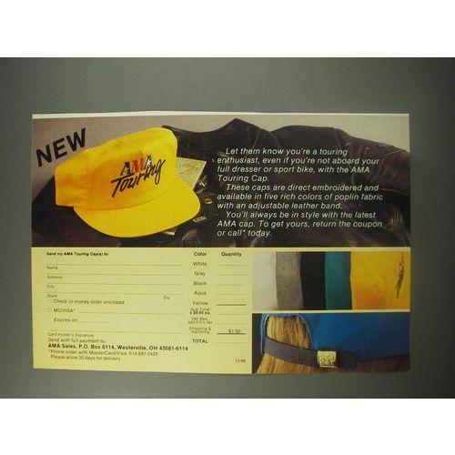 1990 AMA American Motorcyclist Association Touring Cap Ad - Let them know