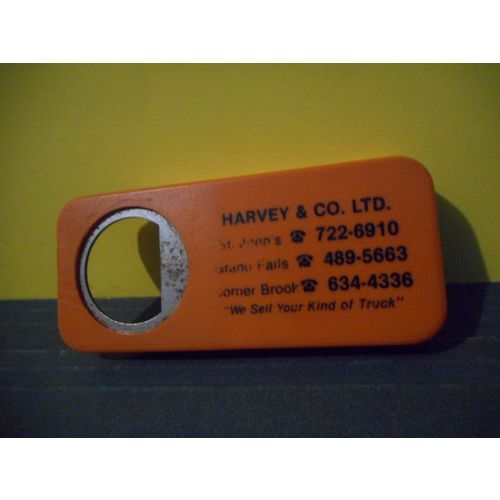 Harvey & Company Vintage Beer Bottle Opener,Automotive Dealer,Newfoundland