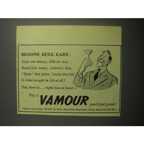 1948 Vamour Vermouth Ad - Begone dull care