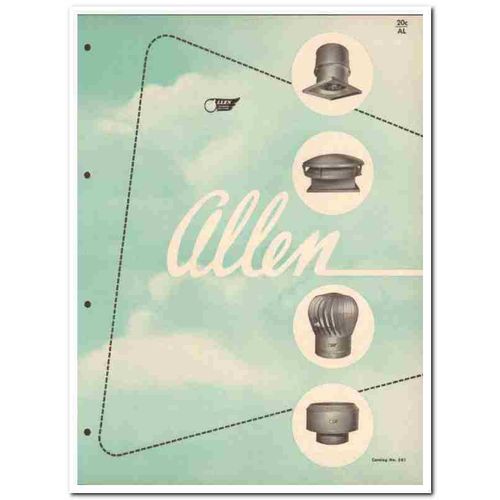 ALLEN COOLER VENTILATOR INC 1958 turbines roof exhaust vintage catalog