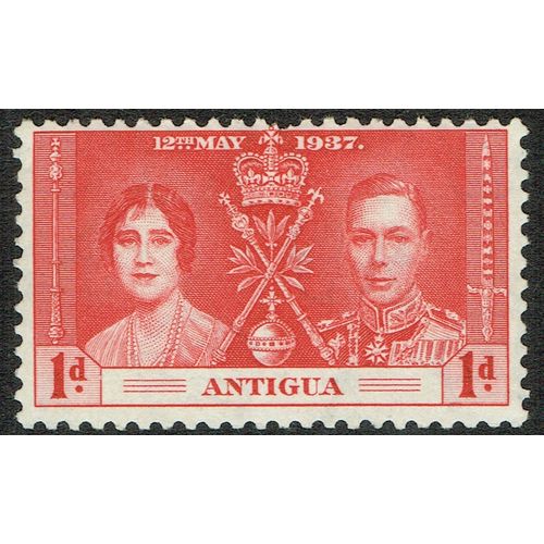Antigua 1937 Coronation 1d Carmine SG95 AvM